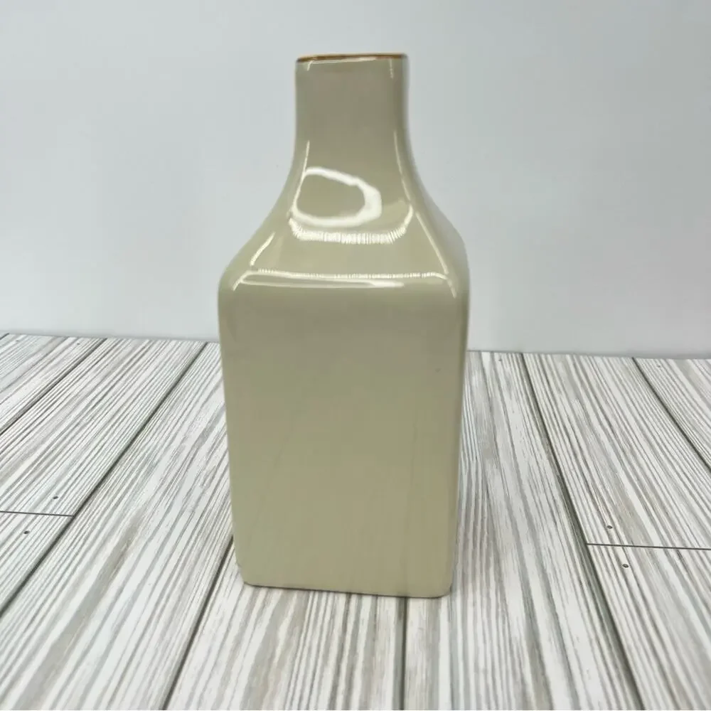 Pottery Barn vintage cherry blossom floral square sake bottle carafe vase